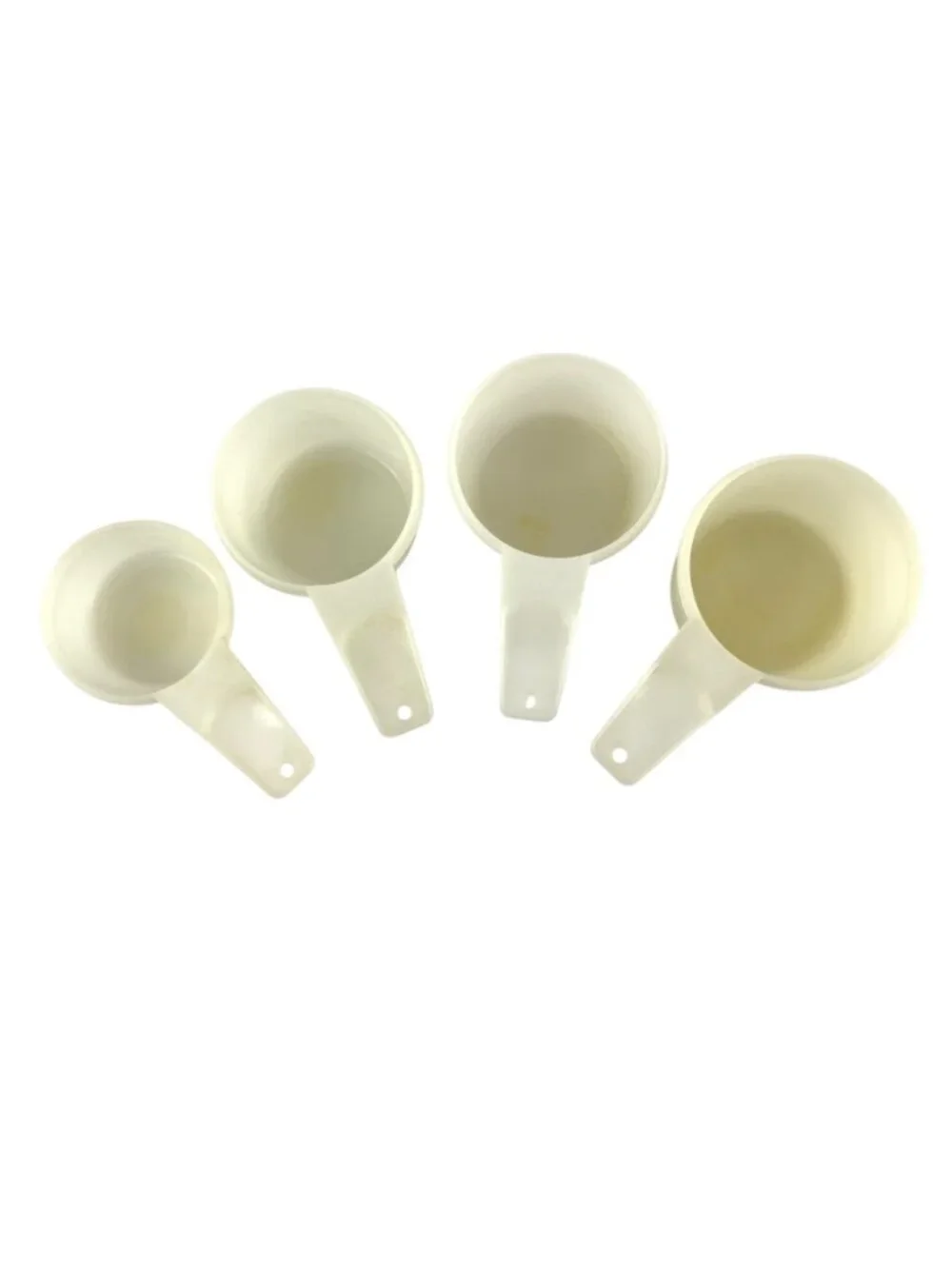 Vintage Tupperware Sheer White Plastic Measuring Cups Set Of 4 USA 1/3 to 1 cup